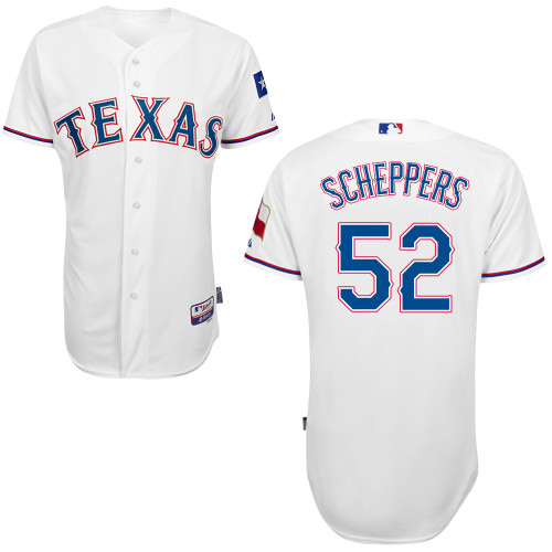 Tanner Scheppers #52 MLB Jersey-Texas Rangers Men's Authentic Home White Cool Base Baseball Jersey